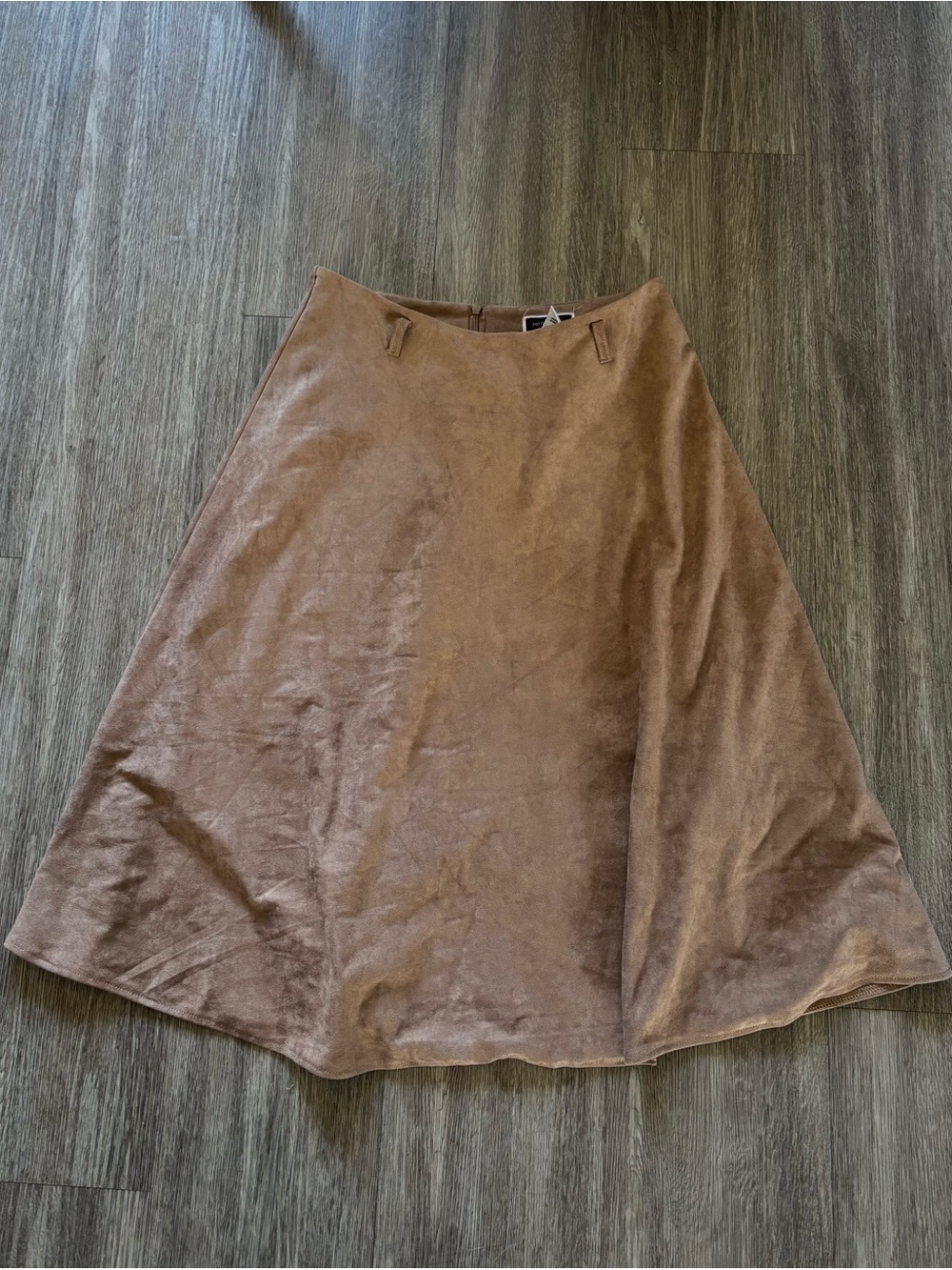 Another Story A-Line Faux Suede Skirt in Camel Brown